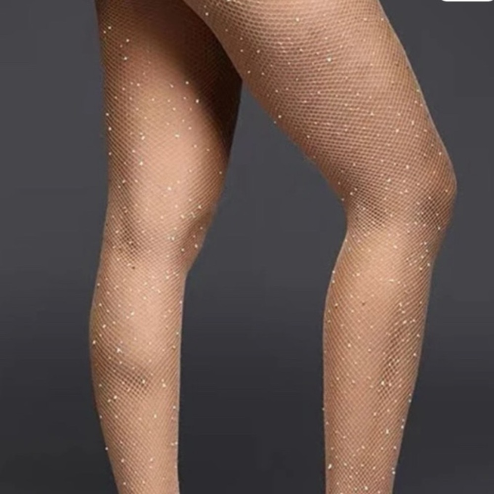 Nude Fishnet Rhinestone Tights